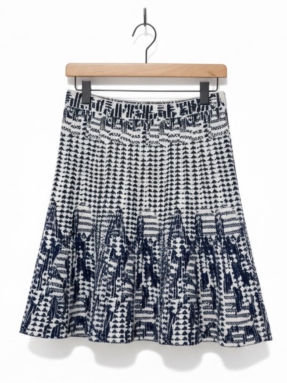 BCBGMAXAZRIA Payton Skirt Gardenia Combo Blue White Sweater A-Line Skirt Revolve